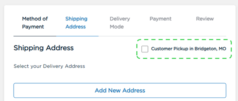 Customer Pick Up Checkbox