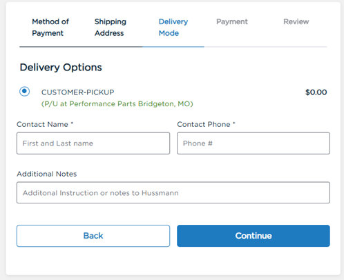 Customer Pick Up Information