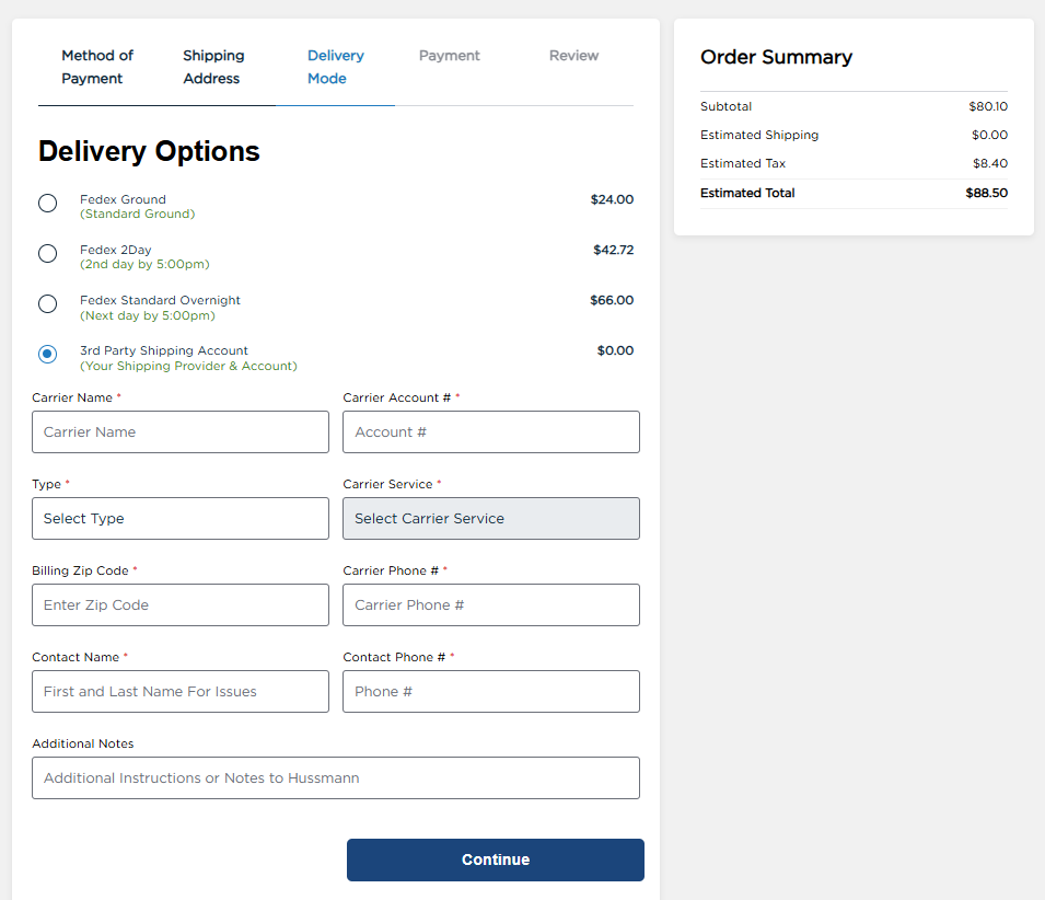 Third Party Shipping Option