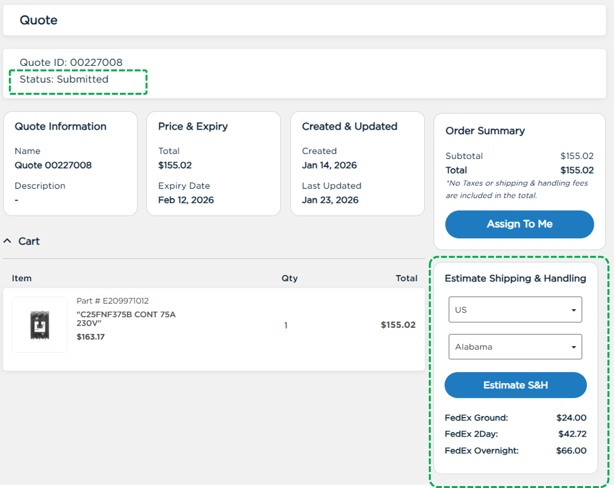 Quote Estimated Shipping