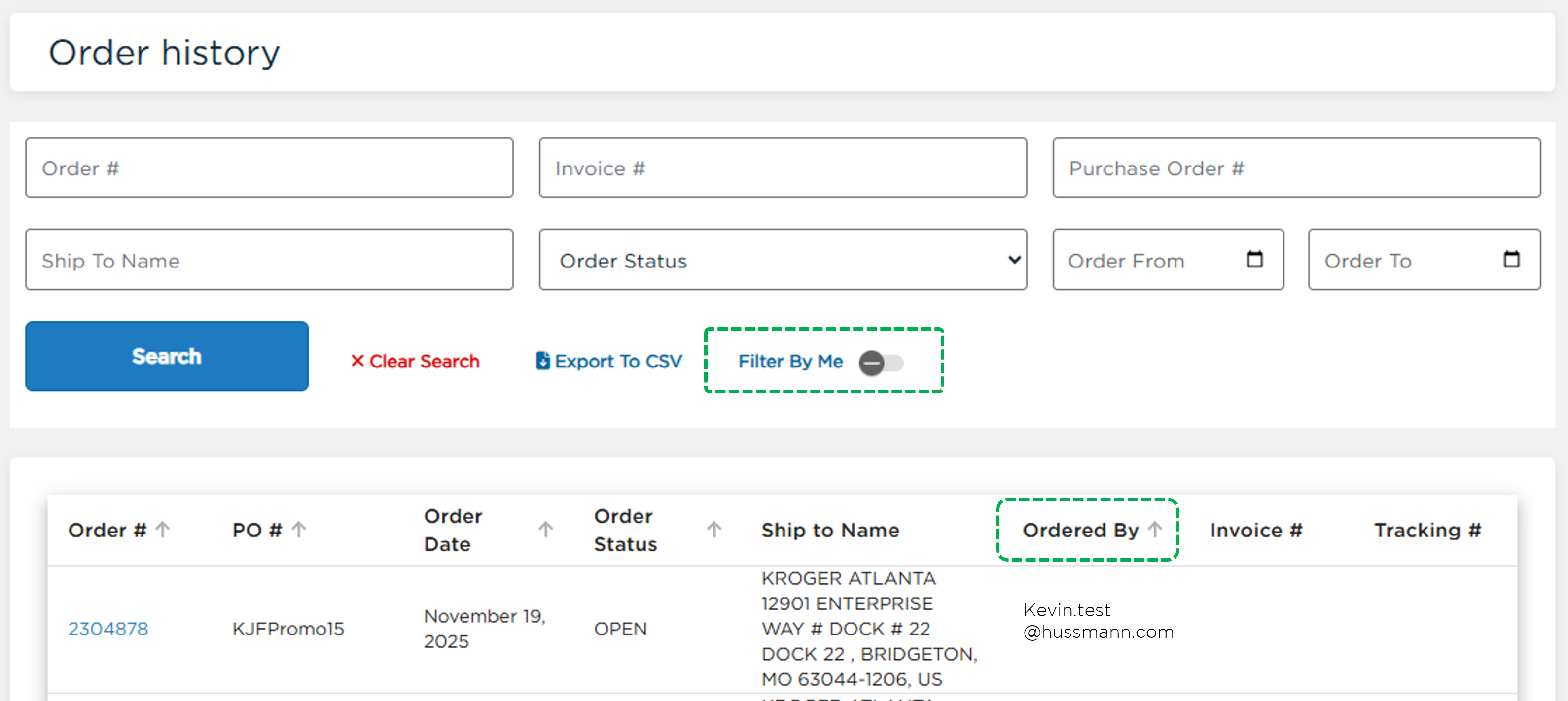 Company Order History